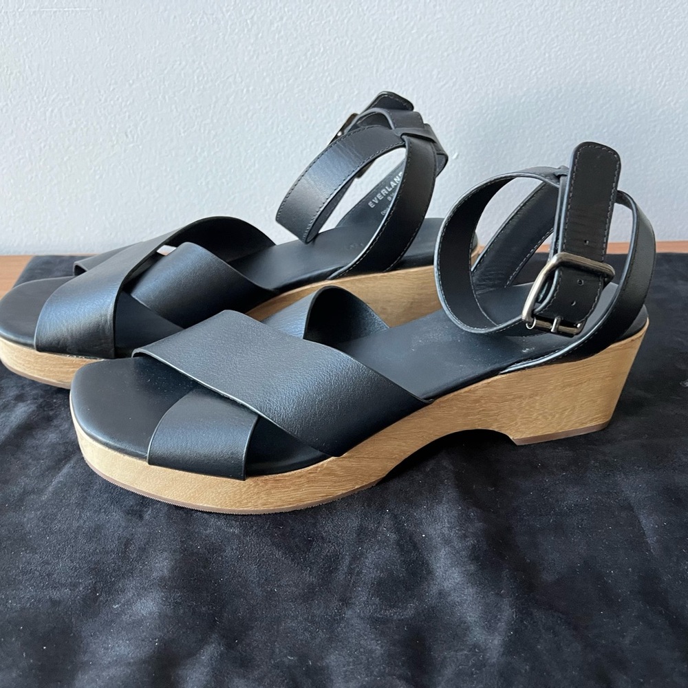 Everlane Black Leather Sandal Clogs, Size 9.5, Worn 1x